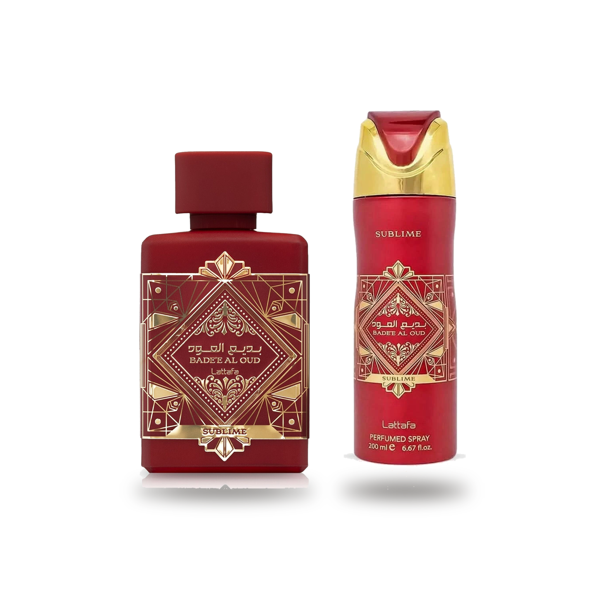 Lattafa Badee Al Oud Sublime Eau de Parfum 100 ml with matching deodorant body spray 200 ml