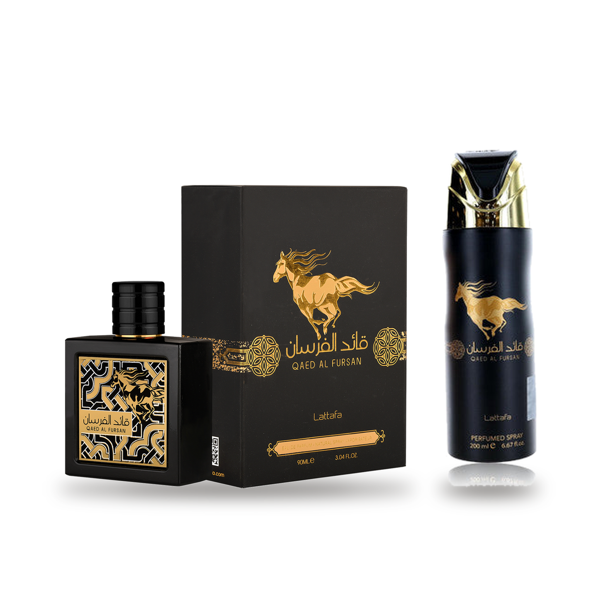 Lattafa Qaed Al Fursan Eau de Parfum 100 ml with matching deodorant body spray 200 ml