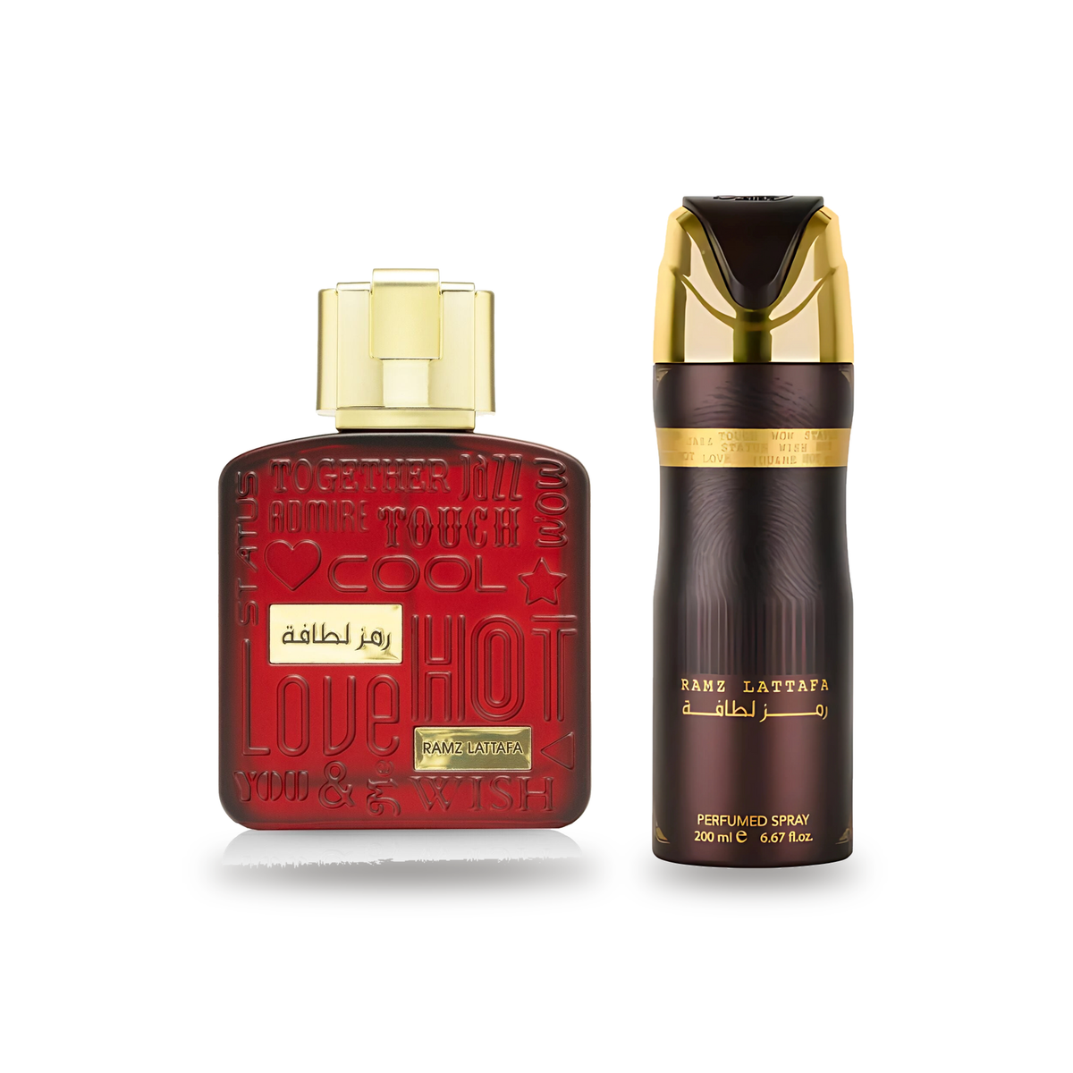 Lattafa Ramz Gold Eau de Parfum 100 ml with matching deodorant body spray 200 ml