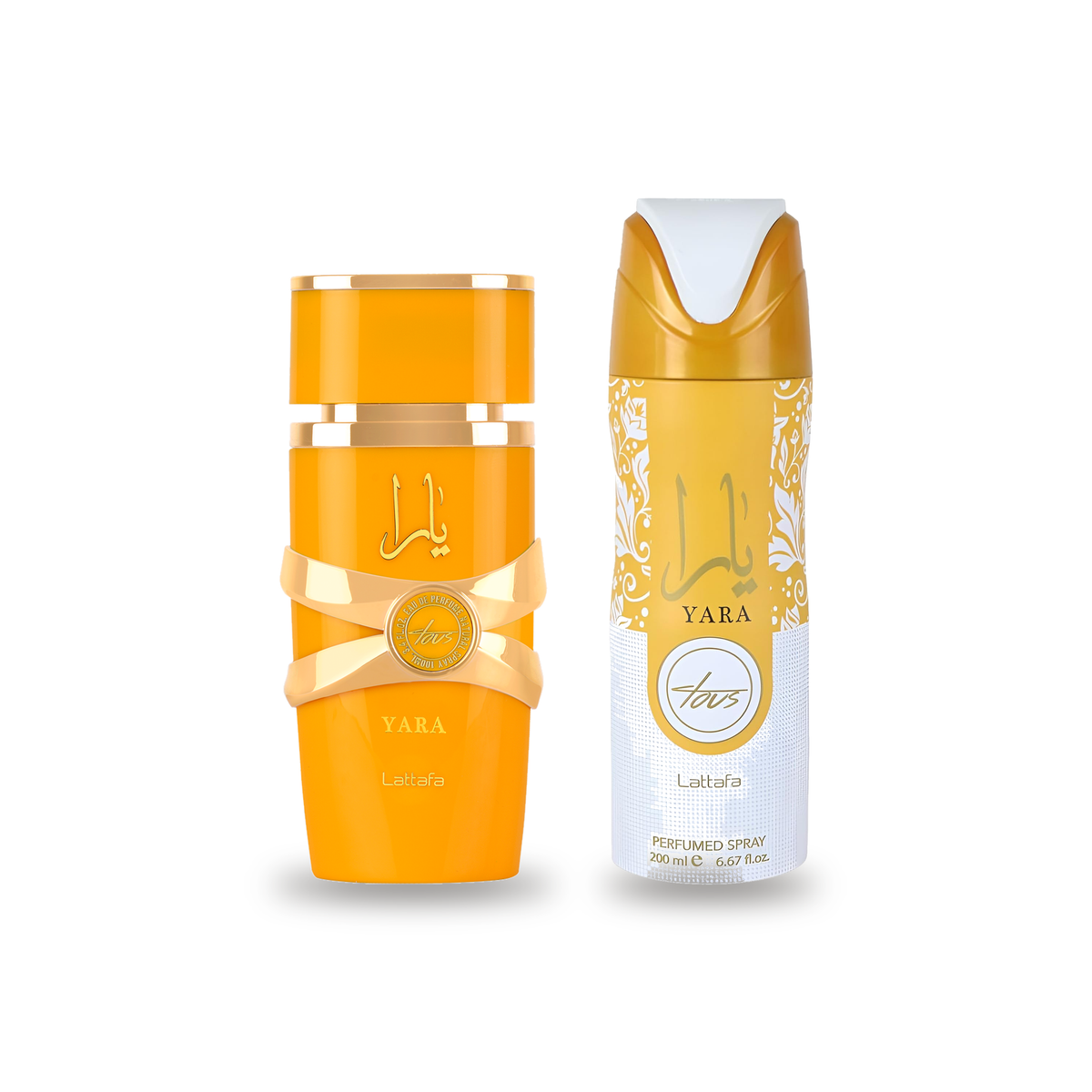 Lattafa Yara Tous Eau de Parfum 100 ml with matching Yara Tous deodorant body spray 200 ml