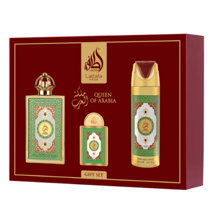 Lattafa Queen Of Arabia gift set contents