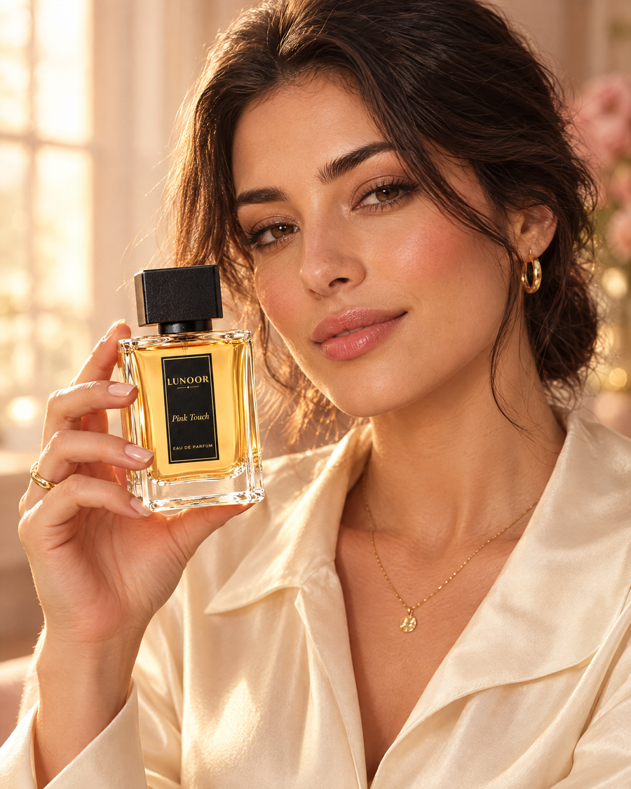 Woman holding a Lunoor Our Creation Eau de Parfum
