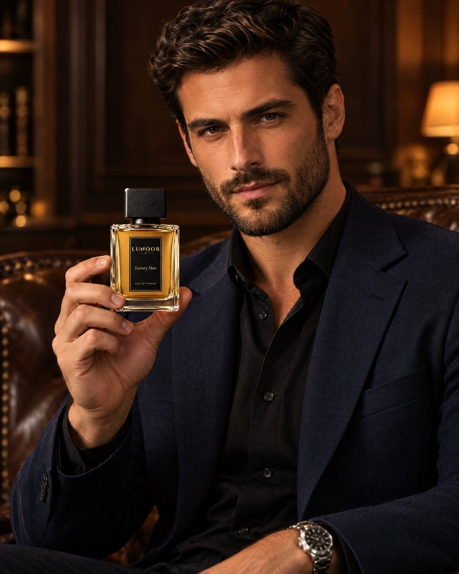 Man holding a Lunoor Our Creation Eau de Parfum